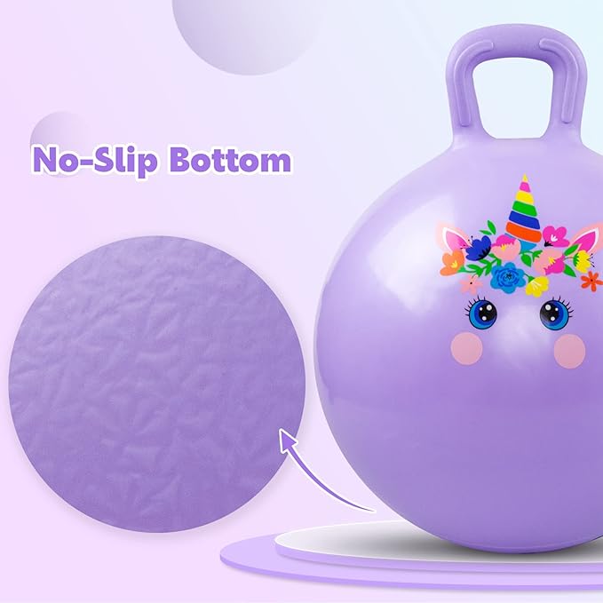 PlayZap Hopper Balls for Kids 3-8, 18 Inches Bouncy Ball with Handle, 18" Inflatable Bouncing Hopper, 45cm Jumping Toys, Garden Hopping Toys Girls Boys Gifts (Light Purple)
