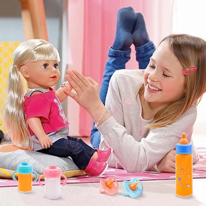 13 PCS Baby Doll Accessories Magic Bottle Set,Doll Feeding Set with Package,Pretend Play Feeding Toys for Kids,Girls,Party,Gift