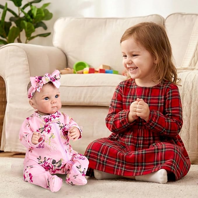 Aori Lifelike Reborn Baby Dolls Clothes 20 inch Purple Clothing Floral Jumpsuits Set for 17-20 Inch Newborn Girl Doll