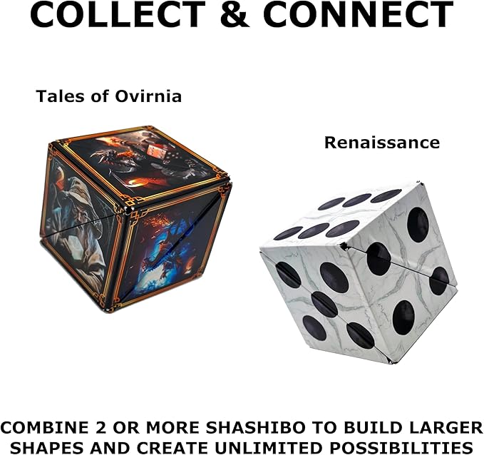Shashibo Shape Shifting Box - STEM Fidget Toy with Ultra Strong Magnets - Sensory Puzzle Cube Transforms Into 100+ Shapes, Easter Basket Stuffers Gift for Kids, Teens, and Adults (Tales of Ovirnia)