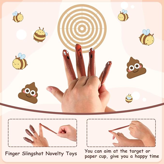 36 Pcs Halloween Funny Slingshot Finger Toys, Halloween Poop for Finger Slingshot, Rubber Flying Shooting Game Toy for Boy, Halloween Goodie Bag Fillers for Birthday Party, 4 Style Mixed Mixing