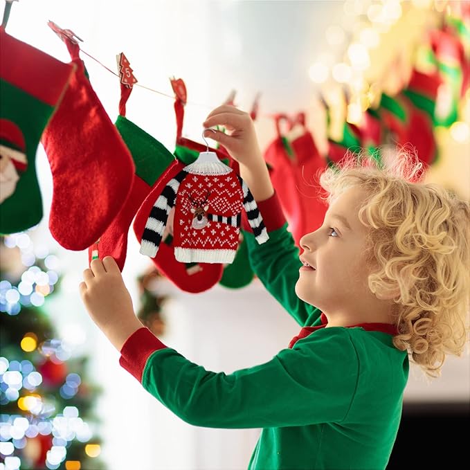 Chalyna 6 Pcs Christmas Doll Clothes Christmas Accessories Outfit Small Sweater Knitted Clothing Xmas Accessory Santa Clothing Accessories Clothes, Doll is Not Included(Adorable)