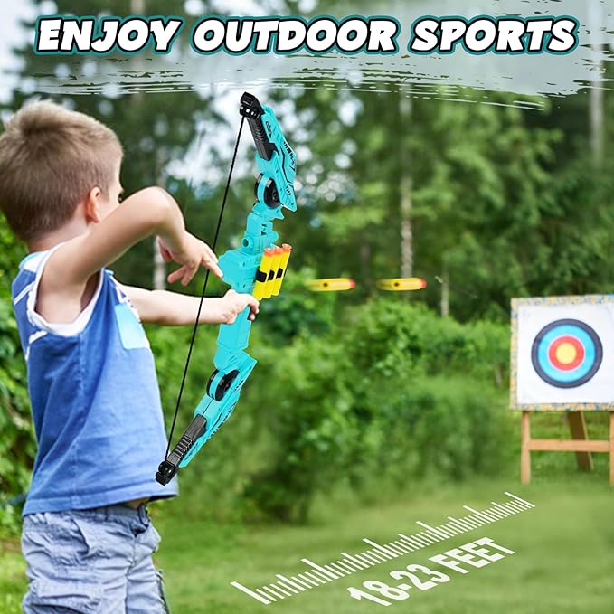 Bow and Arrow Set for Kids, Archery Toy Set Compliant for Nerf Dart, with 30 Soft Dart and 35 Suction Cup Arrows, Kids Outdoor Sports Toy Archery Gmaes for Boys Girls Ages 3-5 6-8