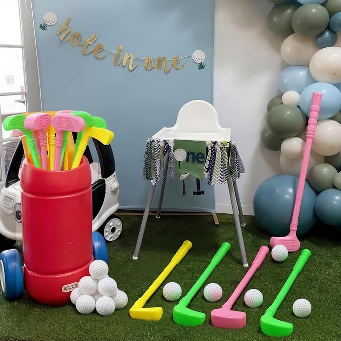 24 Pcs Plastic Mini Golf Clubs for Toddlers, Kids Golf Clubs Toy Set, Toy Balls for Kids Toddlers Outdoor Indoor Lawn Sports for Boys Girls (Bright)