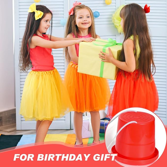Meooeck 2 Pairs Walking Stilts Balancing Bucket Cup Thickened Plastic Stilts with Adjustable Rope for Kid Balance Coordination Birthday Playground Game Party Favor