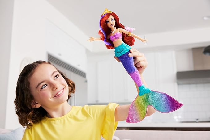 Mattel Disney Princess Toys, Ariel Swimming Mermaid Doll with Color-Change Hair and Tail, Water Toy Inspired by the Mattel Disney Movie