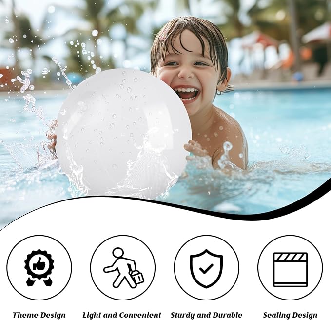10 Pack White Beach Ball - 12Inch Blow Up Beach Ball Party Supplies for Kids, Inflatable Floating Balls for Summer Pool Parties, Outdoor Activities & Birthday Decorations(White)