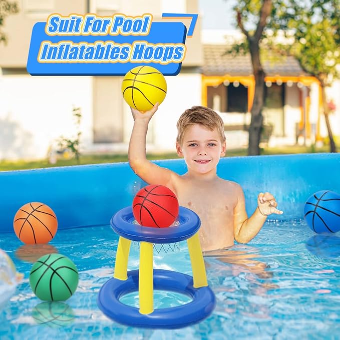 6 Inch PVC Mini Basketball for Indoor Mini Hoops, Soft 6" Rubber Small Repacement Balls for Over Door Hoop Sets, Little Beach Ball for Outdoor Yard Lawn (6 PCS with Air Pump)