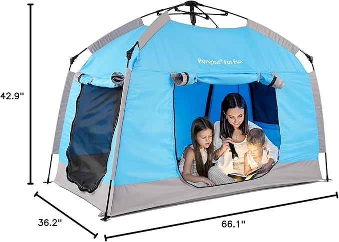 Easy Set Up Kids Playhouse with Nice LED Light Strip and 3 Large Opens,Portable Children Play Tent & Privacy Room for Indoor & Outdoor Games with Carry Bag-Free Space for Toddlers-Birthday Gifts