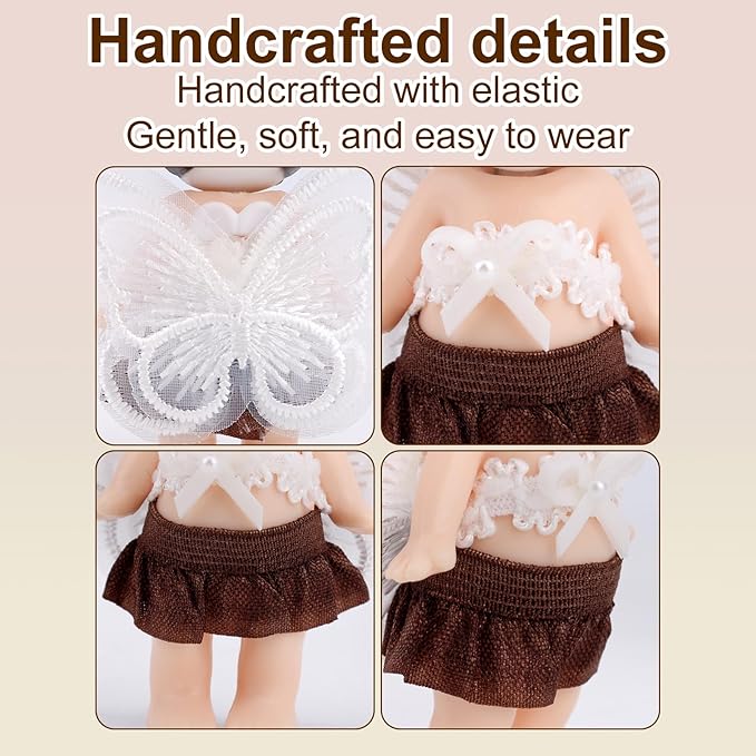 6 Sets Doll Clothes for 3 Inch/7.62cm Collectible Dolls Complete Doll Outfit Clothing Pack with Tops, Skirts & Toy Fashion Accessories Perfect for Collectors Display, Decoration & Girls' Creative Play