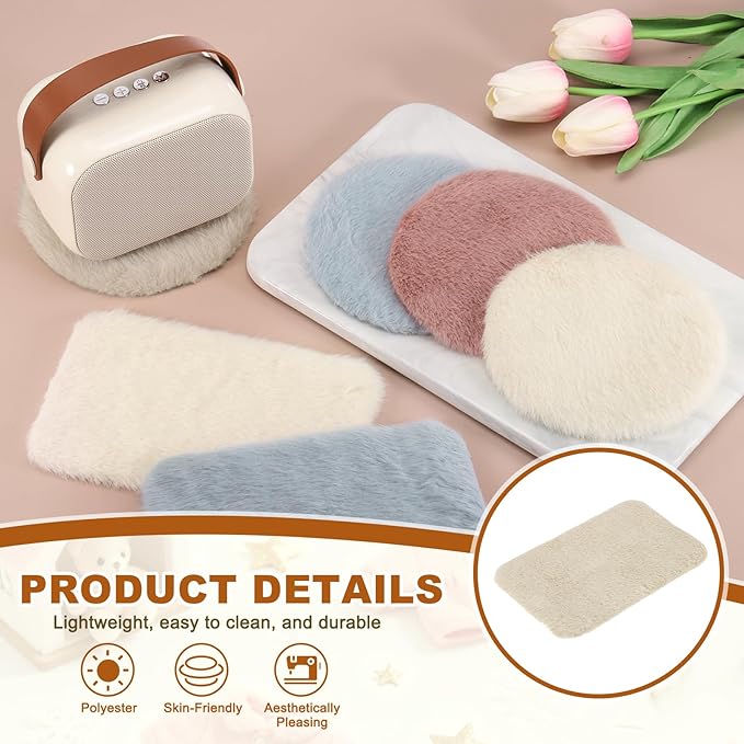 uxcell 3Pcs Dollhouse Miniature Carpet, 1:12 Fluffy Doll House Rugs Prop Small House Accessories for Doll House Furniture Decor Play, Khaki Oval