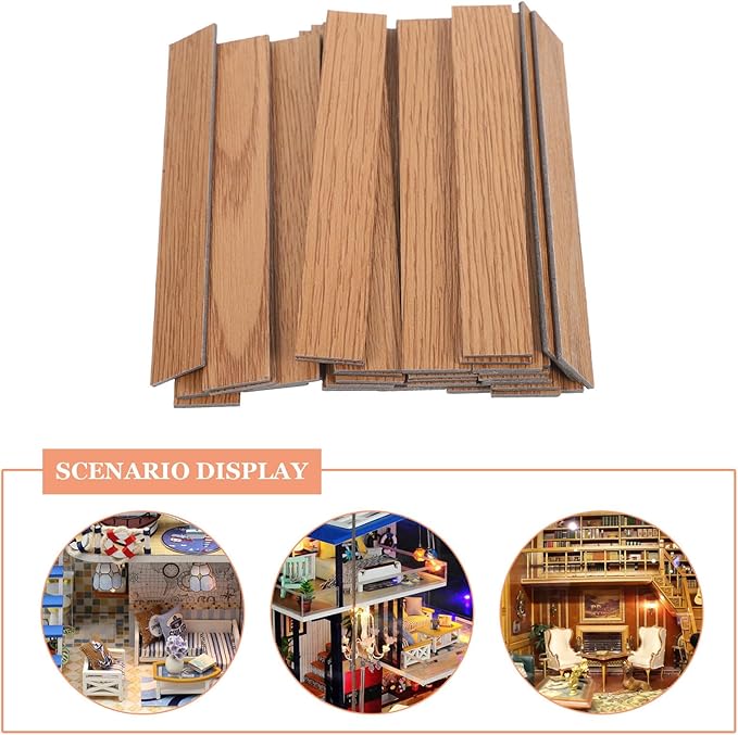 Toyvian Miniature Dollhouse Flooring 1 12 Scale DIY Floorboards with Realistic Grain Panels for Tiny Doll House Accessories and Craft Decoration