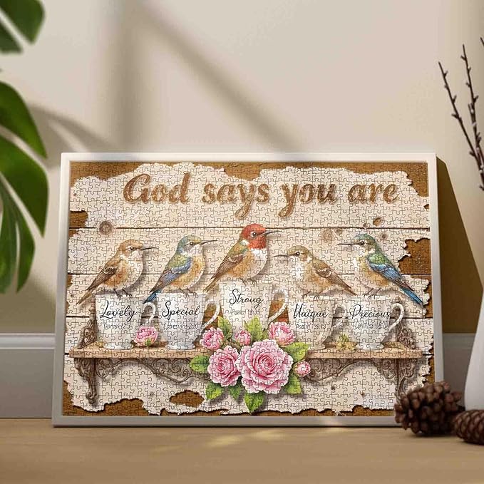 Hummingbird 1000 Piece Puzzle for Adults,Inspirational Bible Verses Puzzle Challenging Decor Puzzle & Unique Gift Idea for Friends Parents-19.7 x 27.6 in