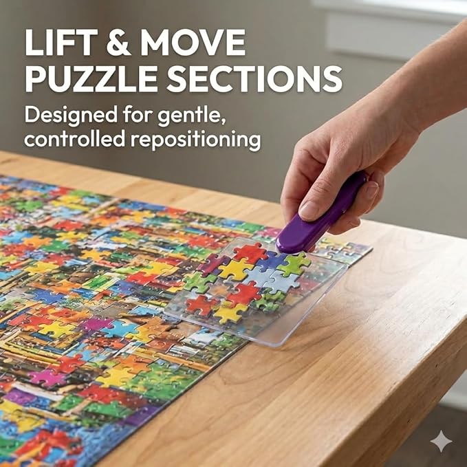 Ceaco Puzzle Scoop with LED Light & 3X Magnifier – Jigsaw Puzzle Accessory for Lifting & Moving Sections, Low Vision Aid, Puzzle Tool Gift for Adults & Seniors