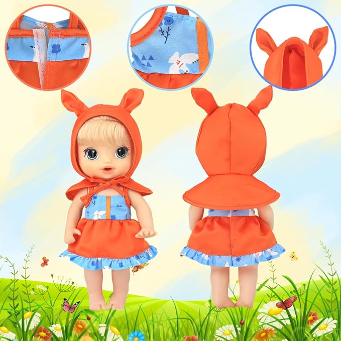 ECORELF 9 Sets Alive Baby Doll Clothes, Doll Clothes for 10-12 Inch Girl Dolls,12 Inch Baby Doll Dress Outfits Accessories Set Include Cute Jumpsuit, Skirts
