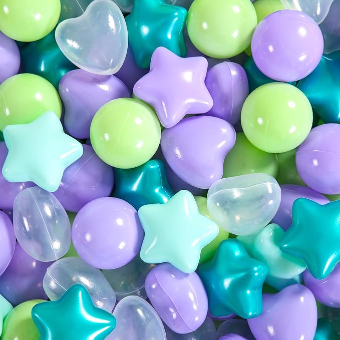 Star Ball Pit Balls for Toddlers -100pcs Ocean Balls Phthalate Free BPA Free Non-Toxic Crush Proof Play Balls Play Tent Pool Playhouse Playpen Party Indoor Outdoor(Mint Lavender)