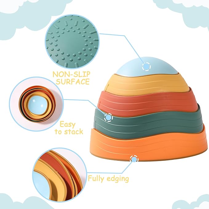 Balance Stepping Stones for Kids 5pcs Non-Slip River Stones Obstacle Course Play Indoor and Outdoor Coordination Game Sensory Toys Toddler Ages 3 4 5 6 7 8+