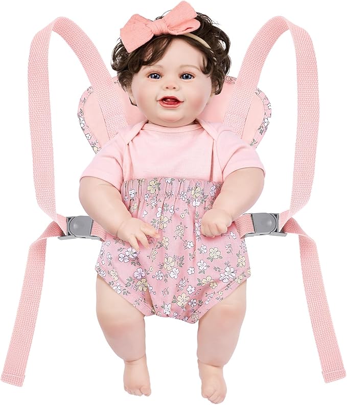 Gagaku Doll Carrier for Toddlers & Kids - Reborn Baby Doll Accessories in Pink (Pear Flowers)
