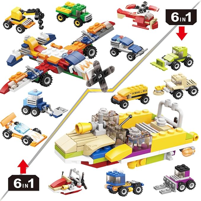 UMEELR 12Pcs Pre Filled Easter Eggs with Vehicles Building Blocks, Egg Surprise Toy for Easter Hunt, Easter Basket Stuffers