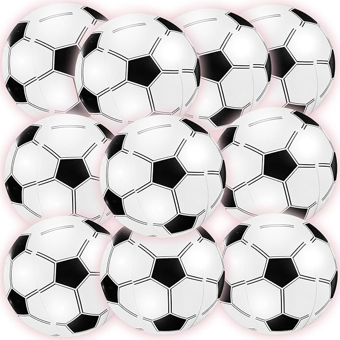 Zhanmai 10 Pcs Inflatable Soccer Balls, Glow in the Dark Beach Balls Bouncing Sports Light up Swimming Pool Toys for Soccer Birthday Party Decorations Favors