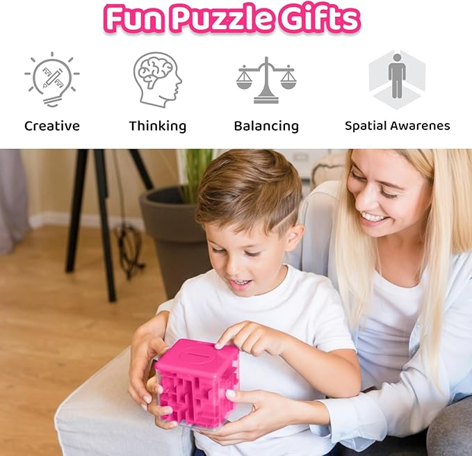 Money Maze Puzzle Boxes Pink, Money Gift Boxes for Cash Pop Up, Money Puzzle Box for Cash Gift Kids Adults