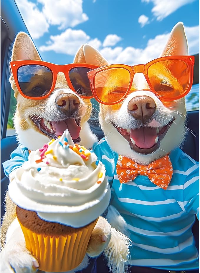 300 Piece Puzzles for Adults,Cute Puppy Jigsaw Puzzle for Adults Kids Seniors,Recycled Cardboard Selfie Puppy Piece Puzzle 300 Piece,Family Activity Great Gift for Family Friends 20.5 * 15 in