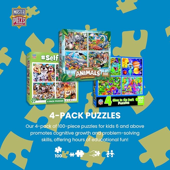 MasterPieces – Jigsaw Puzzle Set for Kids 6+ Years, 4-Pack of 48 Pieces, Educational and Fun Game, Lil Puzzler Collection, Gift Idea for Children, 8" x 10"