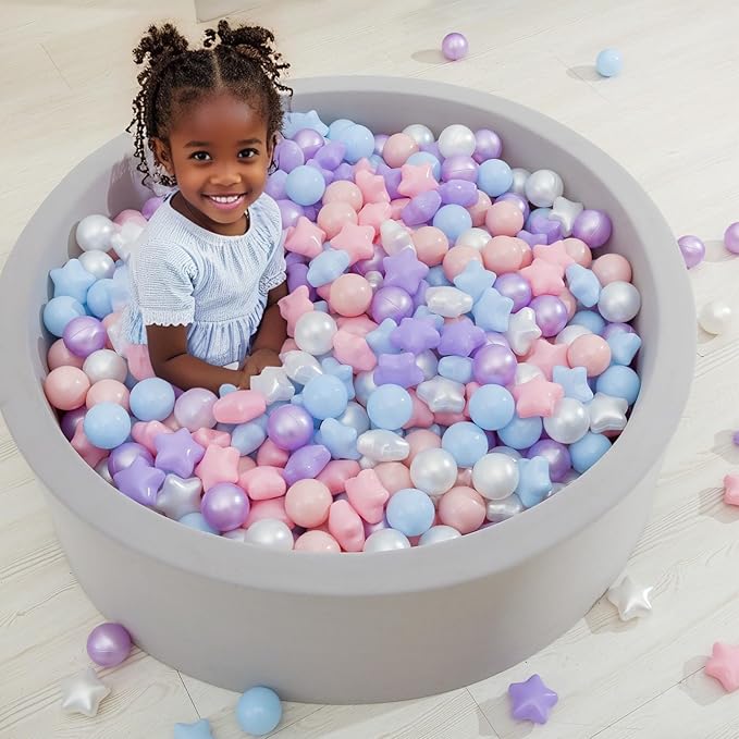 GOGOSO Ball Pit Balls for Toddlers Phthalate-Free BPA-Free Non-Toxic Crush Proof Soft Plastic Play Balls Baby Kids Shape Tent Pool Playhouse Playpen Party Decor, Pink Blue Purple White,500PCS