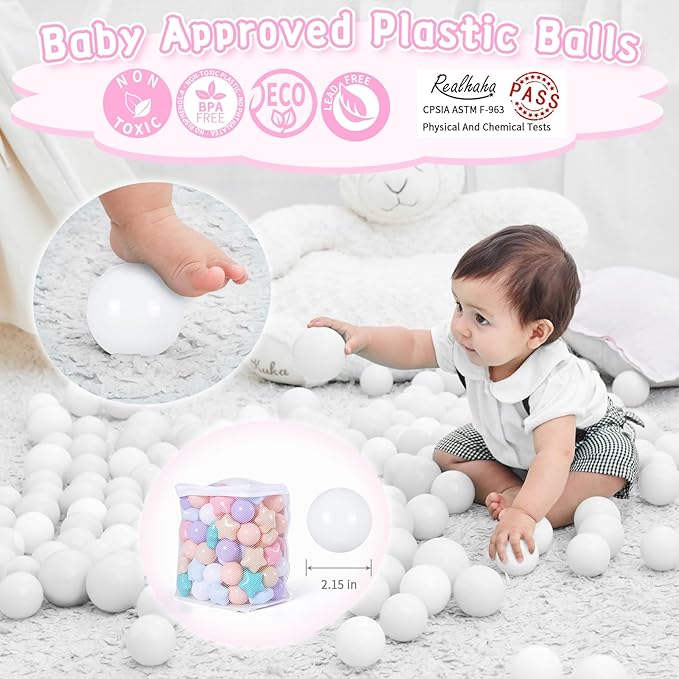 Realhaha Ball Pit Balls 50 100 200 500, Star Shapes for Babies Kids Playpen Plastic Balls for Babies Ball Pool Puppy Playballs