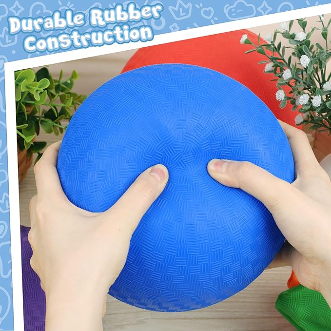 LovesTown Inflatable Playground Ball, 8.5 Inch Dodgeballs Blue Kickballs with Air Pump, for 4 Square Ball Games, Indoor & Outdoor Sports Toys, Stocking Stuffers for Kids (Pack of 2)