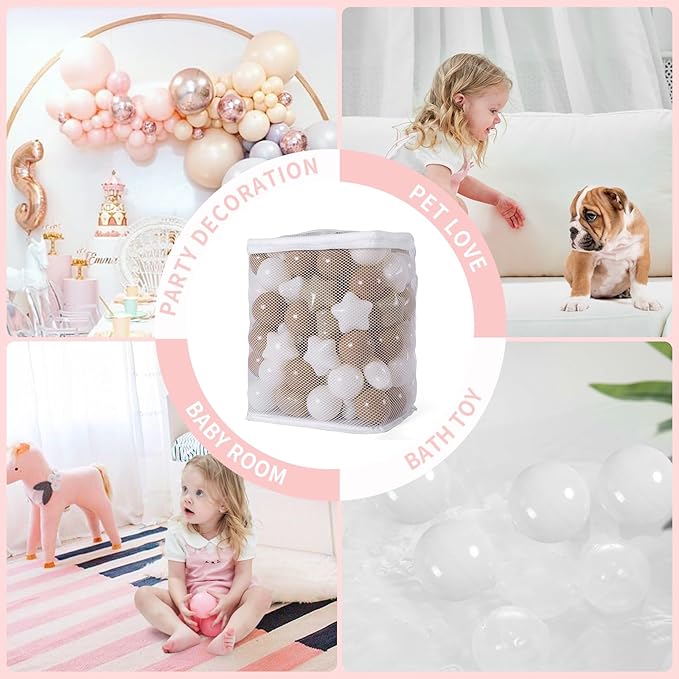 TRENDPLAY Star Ball Pit Balls for Toddlers -50 100 200 Count Star Balls Different Shapes, Non-Toxic Plastic Balls for Safe Play, Boys Girls Festival Party Decoration