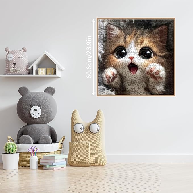 Cute Cat Puzzles for Adults 1000 Pieces, Pretty Kitty Art Jigsaw Puzzles, Beautiful Animal Kitten Puzzles