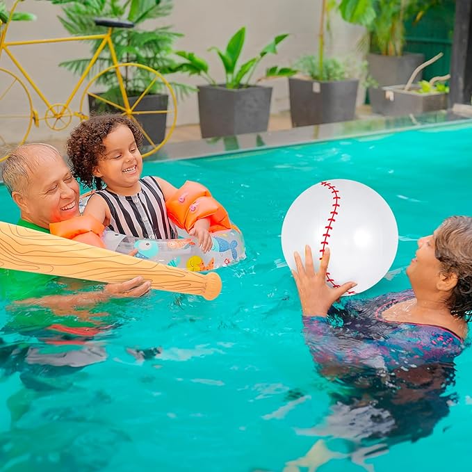 Inflatable Baseball Set, Ball Baseball and Inflatable Baseballs Bat, Baseballs Party Decoration for Kid Adult Pool Beach Party Favors