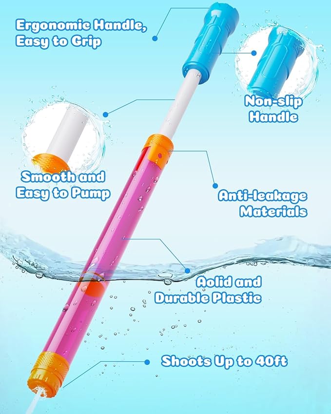 Water Gun Squirt Toys for Kids Adults: 3 PCS Outdoor Blaster Water Guns for Kids Age 3-4-5-8-12 Bulk - Fun Water Squirter Toy for Swimming Pool Beach Summer Outside Party Games