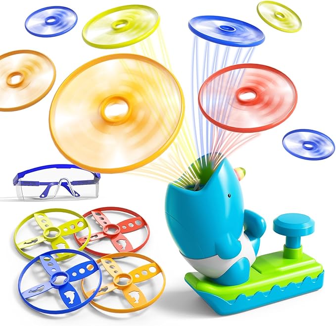 24 PCS Flying Disc Launcher Outdoor Indoor Game Toys Gifts for 3 4 5 6 Year Old Kids, Outdoor Outside Game Toys for Kids Boys Ages 3-5 4-8, Ideal 3 4 5 6 Year Old Boys Birthday Gifts
