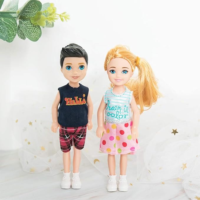 ONEST 10 Sets 5 Inch Mini Dolls with Doll Clothes Party Grown Outfits Doll Accessories