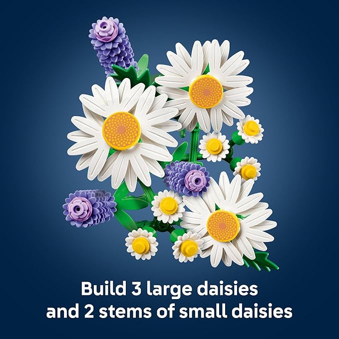 LEGO Botanicals Daisies Building Toy - Artificial Flowers Crafting Kit for Girls & Boys, Ages 9+ - Gift for Easter Baskets - Kids Room Decor for Book Shelf or Desk - 11508