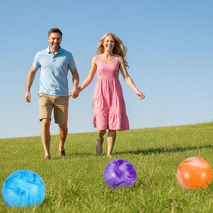12Pcs Marbleized Bouncy Balls, Playground Balls, 8.5 Inches Beach Ball, Inflatable Sensory Ball for Indoor Outdoor Sport Games