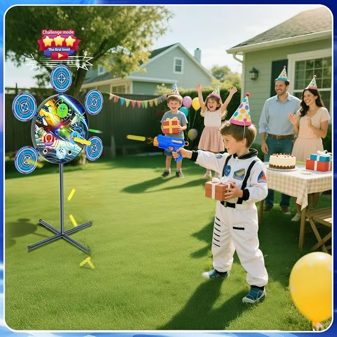 Shooting Game Toy for 4 5 6 7 8 9 10+ Boys Kids - 1 Digital Shooting Target with 2 Toy Guns& 40 Foam Darts Shooting Toys for Nerf Kids Indoor Outdoor Game Toys for Birthday Halloween Xmas Gifts