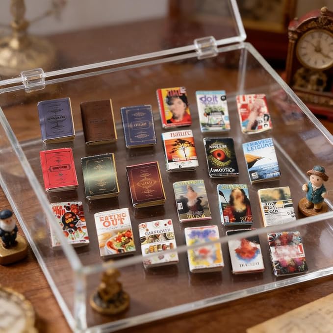 21PCS 1:12 Scale Miniature Books, Mini Books for Crafts, Tiny Book Dollhouse Books Decor, Mini Books for 1:12 Doll House Library Study Room Decoration Accessories (MiniBooks)