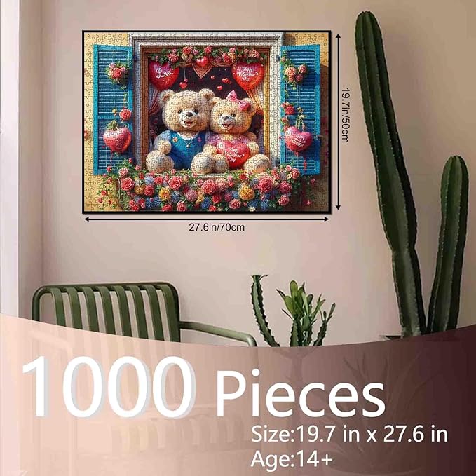 Bear Puzzles 1000 Pieces Jigsaw Puzzle for Adults, Little Bear Puzzle Challenging with Poster - Fun Adult Puzzle Game for Game Night (27"x20")