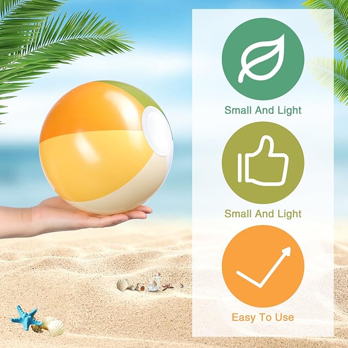 Realspring 12 Pcs Inflatable Beach Balls Kids Bulk Matcha Green Stripe Jumbo Big Beach Balls Pool Floating Toys for Adults Water Games Forest Hawaiian Birthday Summer Swimming Party Decor(12.5 Inch)