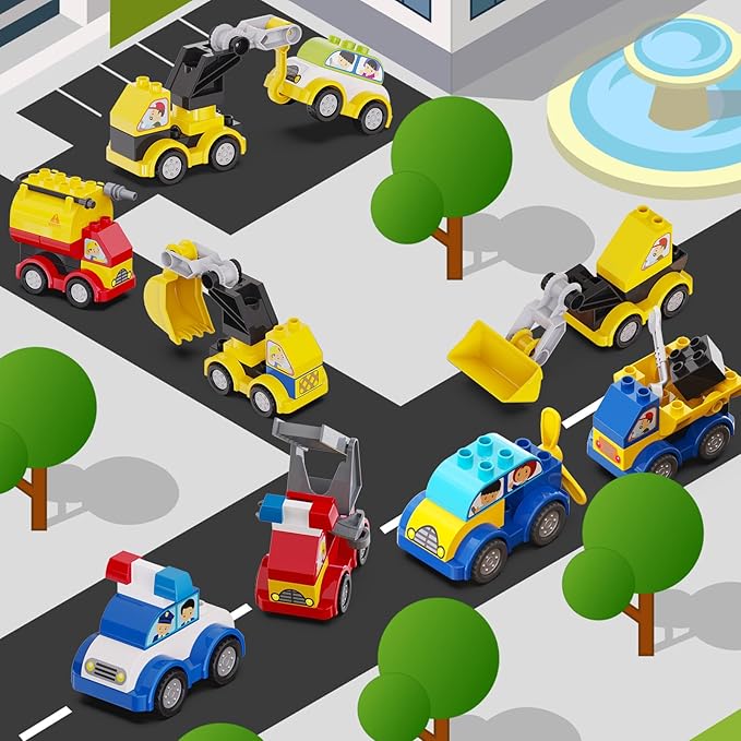 Building Blocks for Toddlers 2-5, 89 PCS Blocks Car Set for Kids Classic Large Building Bricks Compatible with Major Brands Educational Toys for All Ages