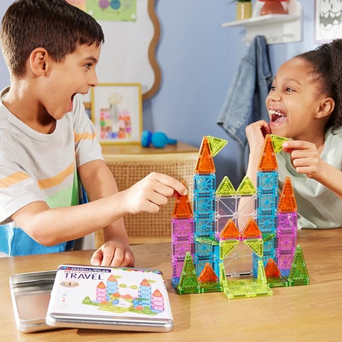 Magna-Tiles microMAGS Travel Set Deluxe 55-Piece Magnetic Construction Set, The Original Magnetic Building Brand