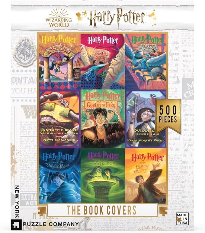 New York Puzzle Company - Harry Potter Book Cover Collage - 500 Piece Jigsaw Puzzle for Family Game Nights by Mary GrandPré