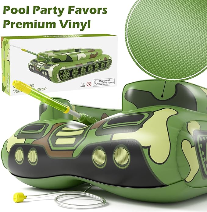 Jasonwell Inflatable Tank Swimming Pool Floaties with Water Cannon Gun Swim Floaty Rafts for Lake, Beach & Pool Party Toys for Boys, Girls, Kids & Adults- Green