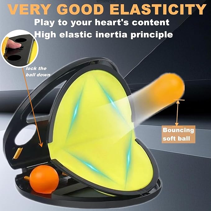 Toss and Catch Ball Game for Kids & Adults, 2Pcs Velcro Throw Catch Ball Set to Improve Hand Eye Coordination Ability, Portable Racket Pocket with Launcher, Ideal Outdoor Game Choice