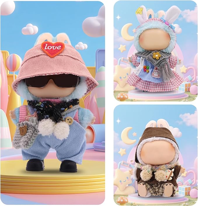 Clothes for Labubu, 39-Piece Clothes and Accessories Set Designed for Labubu Doll Clothes, Includes Glasses, Shoes, Headphones, Camera, Clothes Rack, Scarf, Knitted Bags, and 9 Mini Accessories