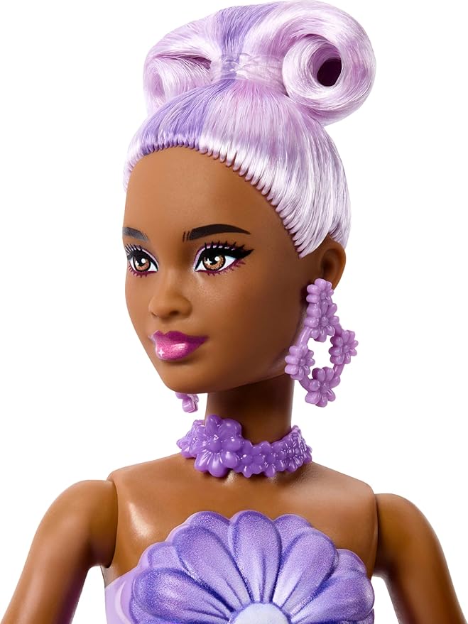 Barbie Petal Pop Scented Doll with Purple Floral Dress & Accessories, Bouquet Reveal with Pet Bunny & Surprises Like Watering Can, Necklace & Earrings