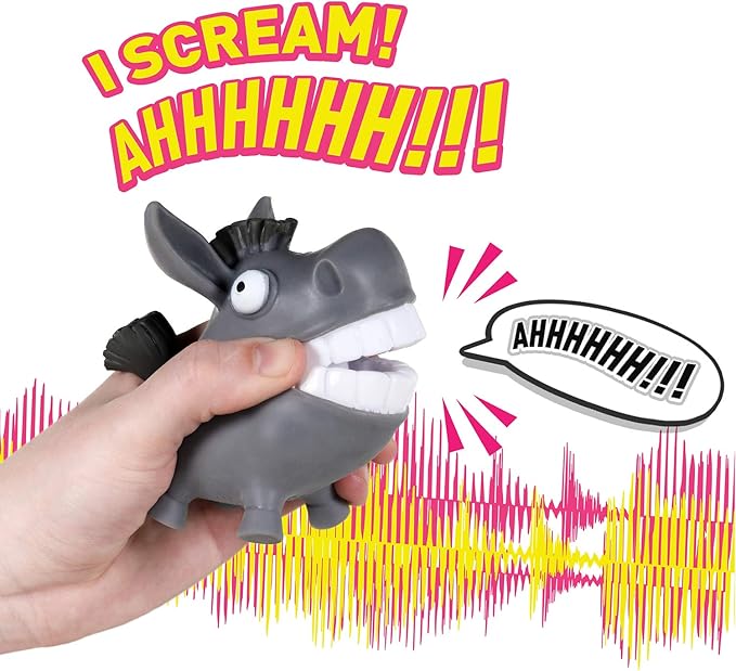 Hog Wild Scream-O Screaming Donkey Toy - Squeeze Donkey's Cheeks and It Makes a Hilarious Screaming Sound - Batteries Included - Funny Desk Toy, Prank, Novelty, Gag Gift for Kids, Adults, Easter